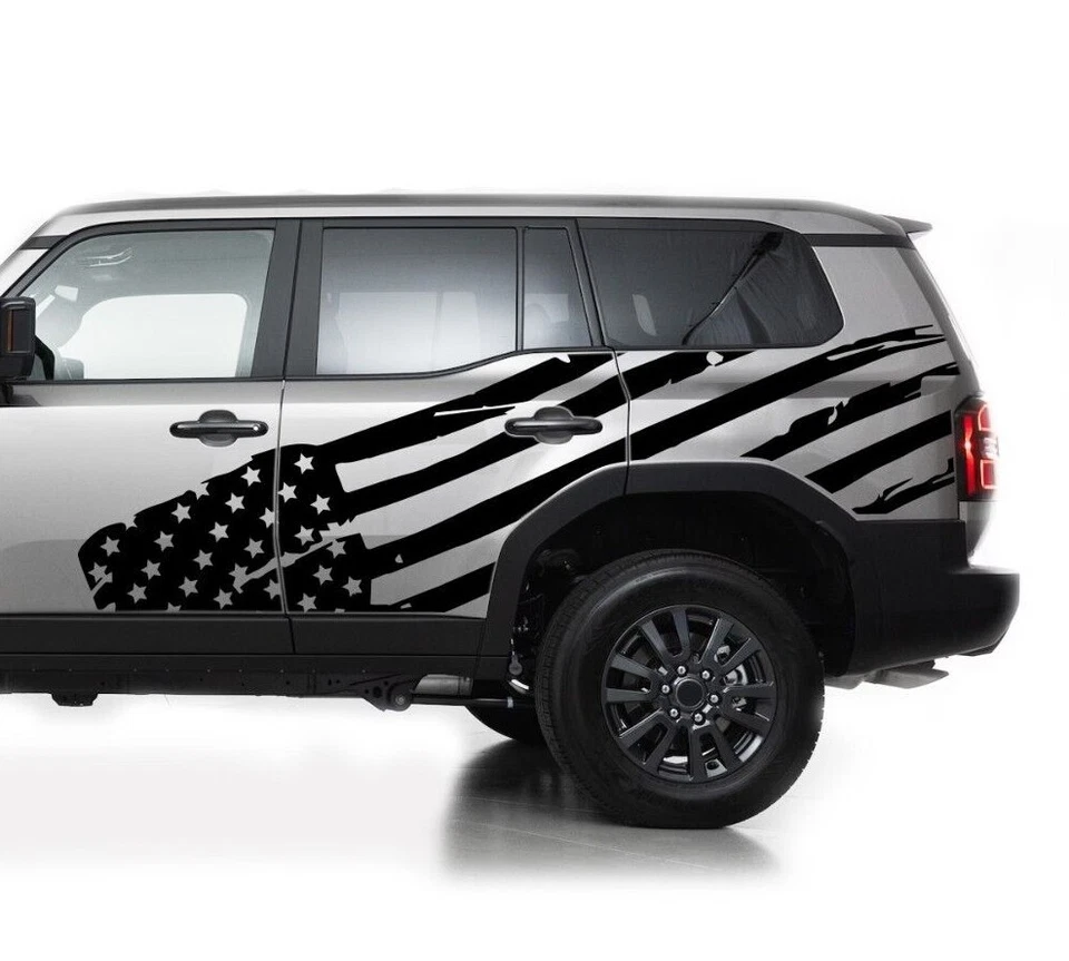 Kit de calcomanías de diseño gráfico de bandera estadounidense lateral para Toyota Land Cruiser Foto 2 de 4