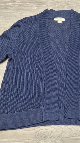 Appleseed's Sweater Womens Petite Small Cardigan Navy Blue Cotton Blend Workwear - Picture 4 of 8