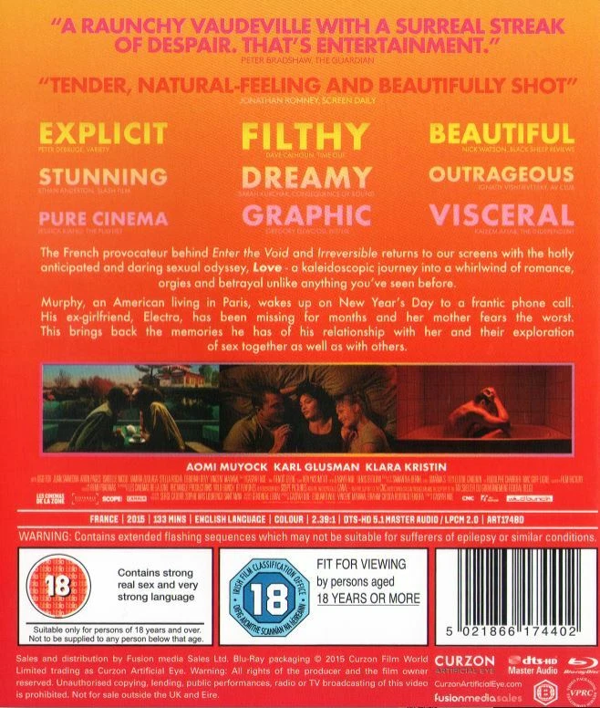 LOVE (2015) Gaspar Noe 3D + 2D Blu-Ray NEW (Region B - Not USA Compatible) - Image 2 of 2
