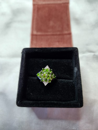 Chrome Tourmaline and White Topaz Sterling Silver Ring, size 7 - Picture 2 of 9