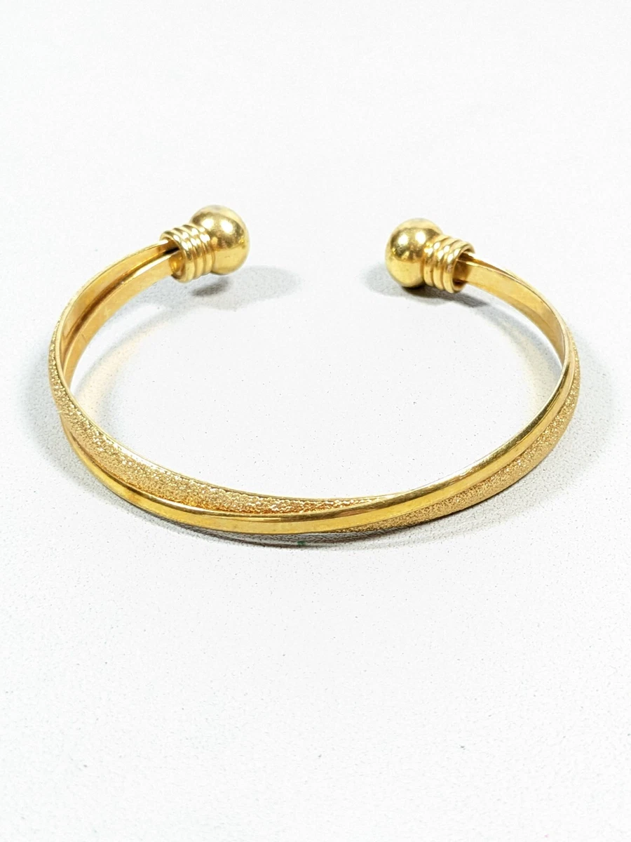 Gold Tone Textured Polished Criss Cross Open Cuff Bangle Bracelet