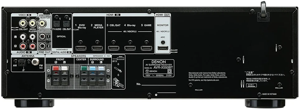 DENON AVR-X550BT 5.2ch AV surround receiver Supports Dolby True HD and DTS-HD - Image 3 of 4
