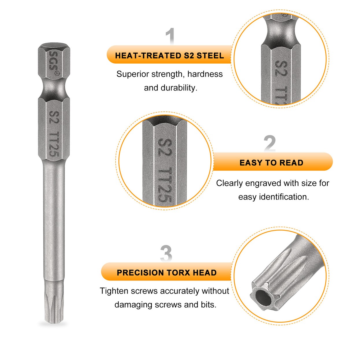 5pcs TT25 Torx Head Screwdriver Bit 2.56