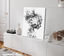 Smoke Face Girl Side View Digital Stretched Canvas 40x50cm Print