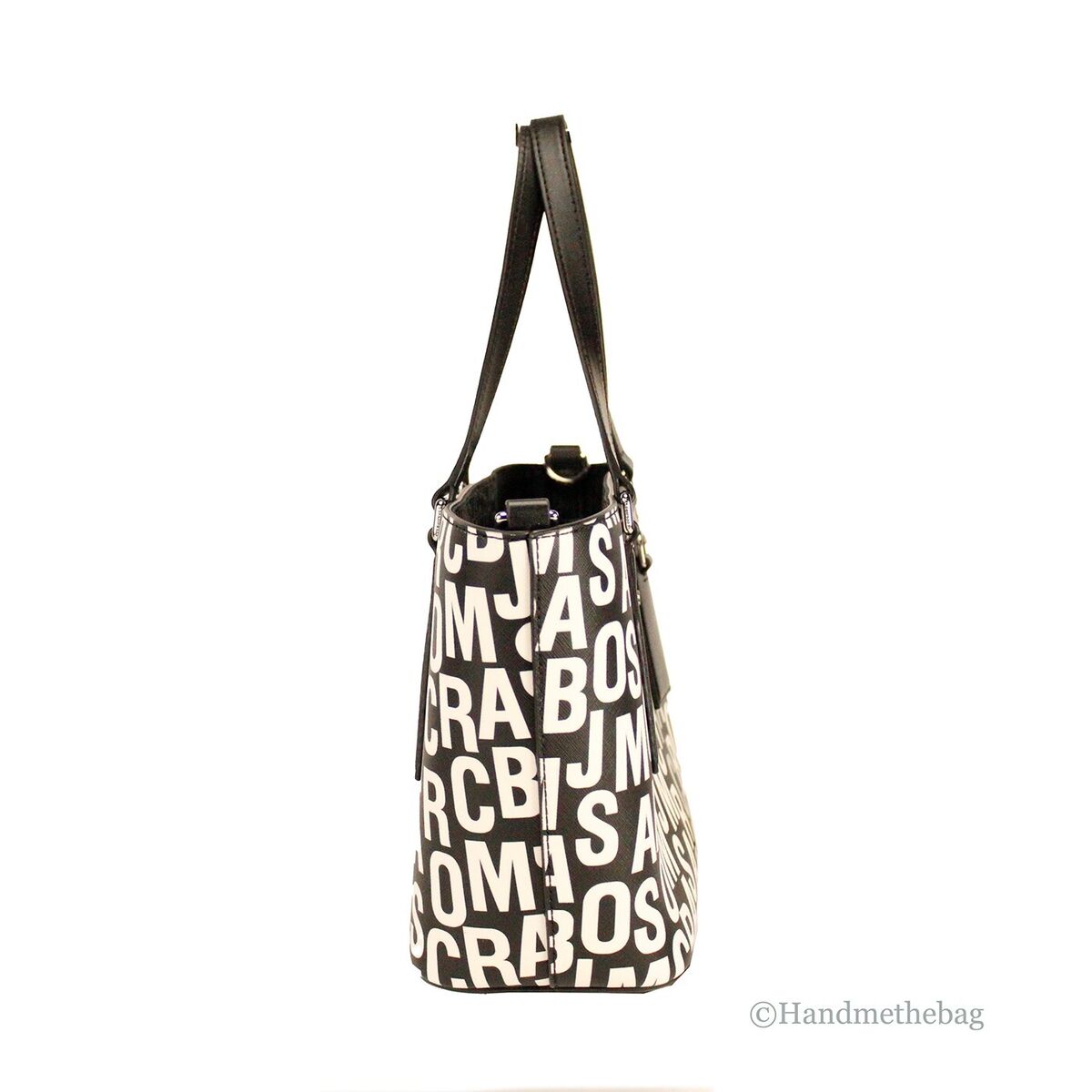 Marc Jacobs Small Black White Monogram Print Saffiano Marc Jacobs Small Black White Monogram Print Saffiano