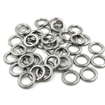 50 Stck. Schwerlast Angeln Massiv Edelstahl Snap Split Ringe Nahtlos 304