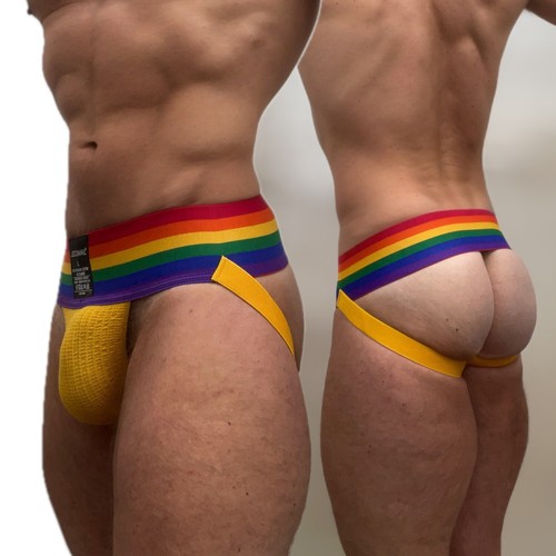 Jockmail Mens Jockstrap Rainbow Pride 3" Waist Sexy Jock strap Underwear - Picture 34 of 38