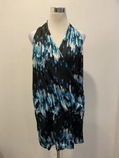DEREK LAM Blue/Black Sleeveless Blouson Dress Sz S