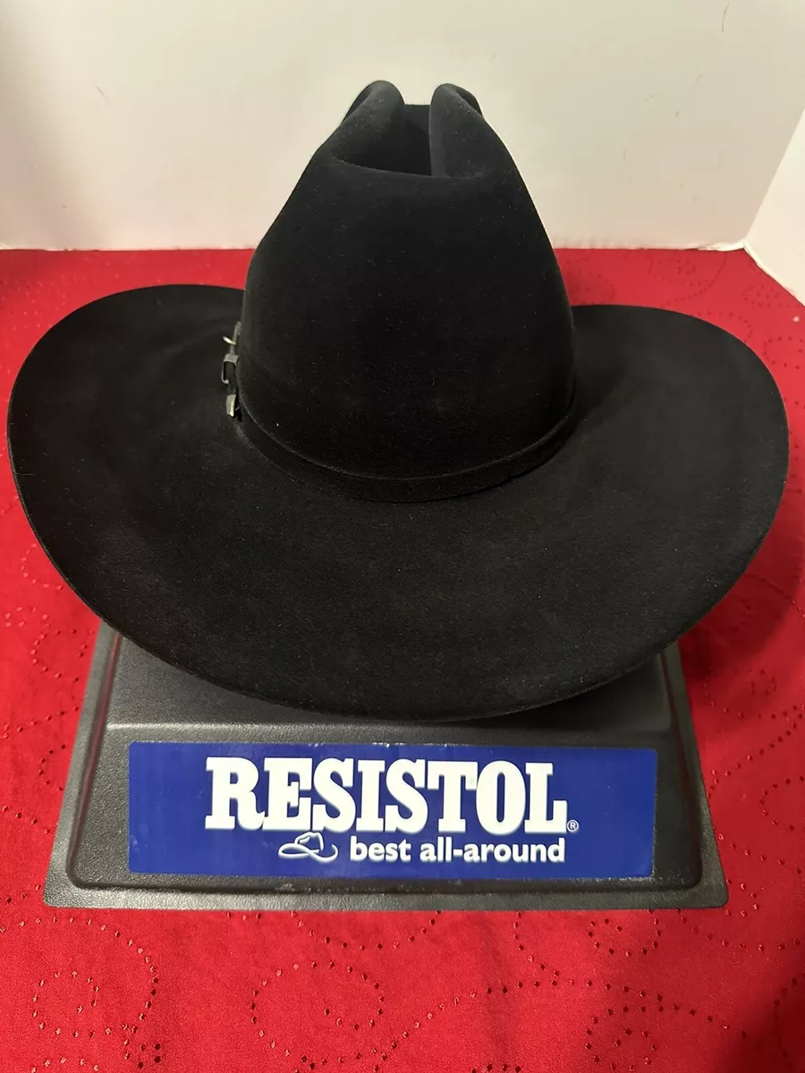 Resistol 20X Black Gold Open Crown Black Felt Cowboy Hat