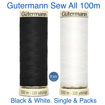 Gutermann Sew All Nähgarn 100% Polyester schwarz weiß 100m einzeln oder Packungen