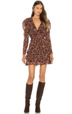 Ulla Johnson Esila Silk Dress Brown V Neck Size 6 BNWT