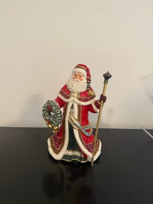 Goebel Figur Santa mit Kranz und Stab Fitz & Floyd Weihnachtsmann Steingut 33 cm