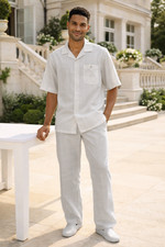 Stacy Adams 27043 Linen Set White