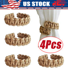 4X Twist Curtain Buckles Jute Braided Curtain Tie Rope Tieback Holder Clips US