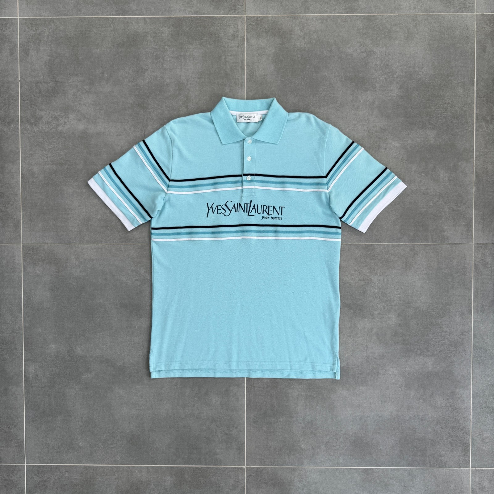 Polo vintage Yves Saint Laurent Pour Homme YSL grande logo Y2K taglia M