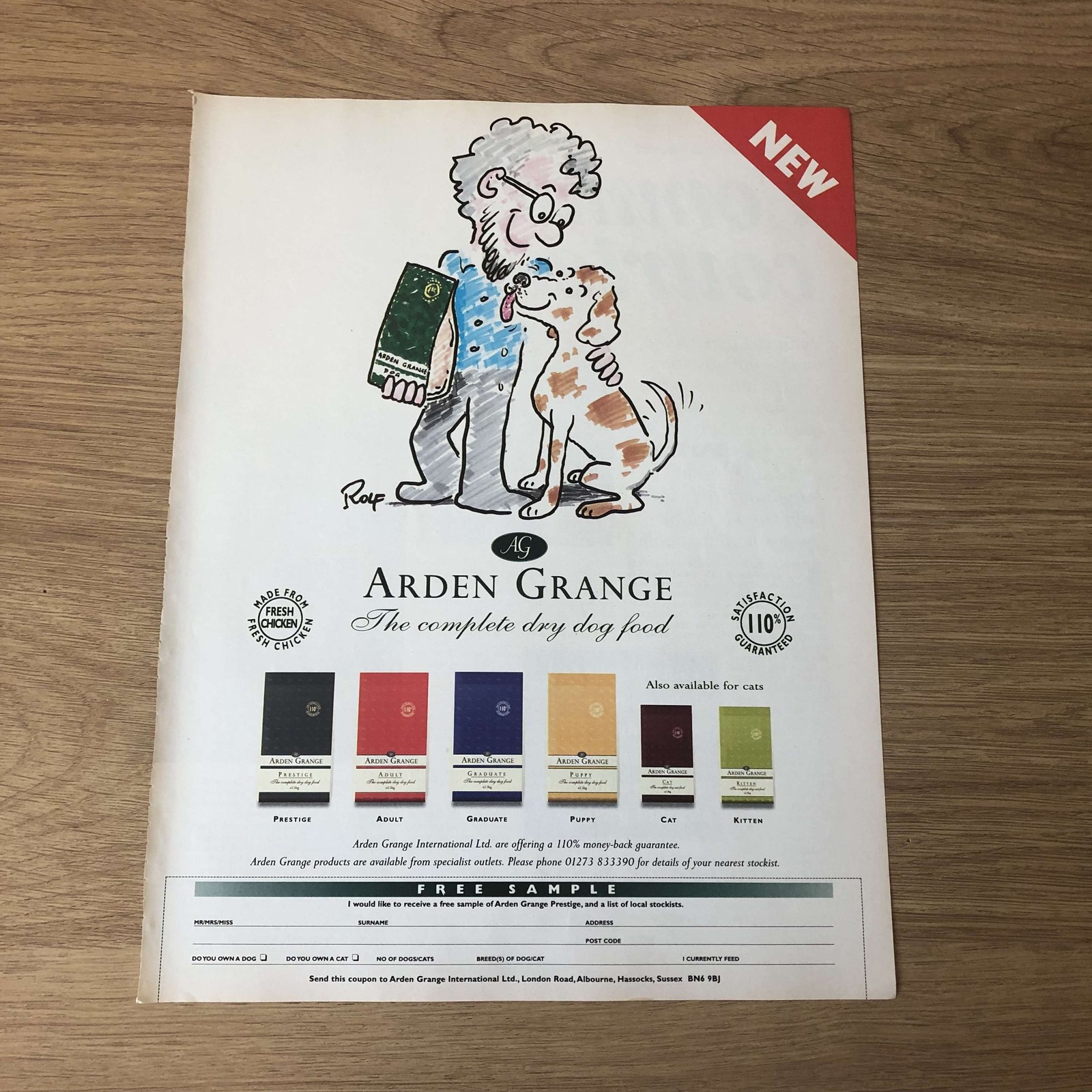 GUNS102 MAGAZINE ADVERT 12X9 ARDEN GRANGE COMPLETE DRY DOG FOOD