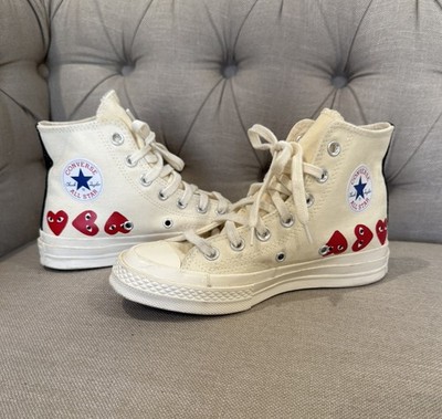 Converse Unisex Shoes Size W5/M3 White PLAY Comme Des Garçons Multi Heart Hi Top