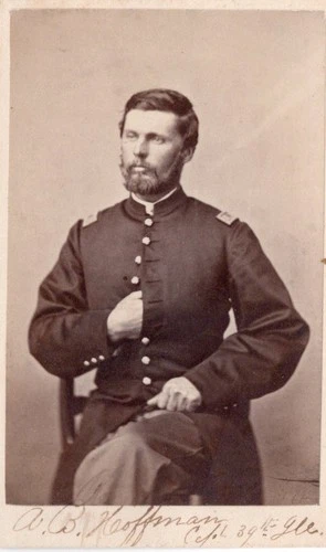 CAPTAIN ADOLPHUS HOFFMAN 39TH ILLINOIS SIGNED CIVIL WAR CDV PHOTO LOOK !