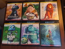 Monsters Inc, Ratatouille, Up, Bugs Life, Lion King, Raya (4k Only!) NO Blu-ray