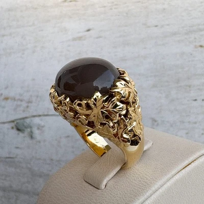 Gelbgold Ring mit Mondstein 18k 750 Gelbgold 17,5 mm Ring Damen - Bild 1 von 4