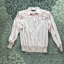 Vintage Richard Martin Collared Textured Blouse Light Pink Medium