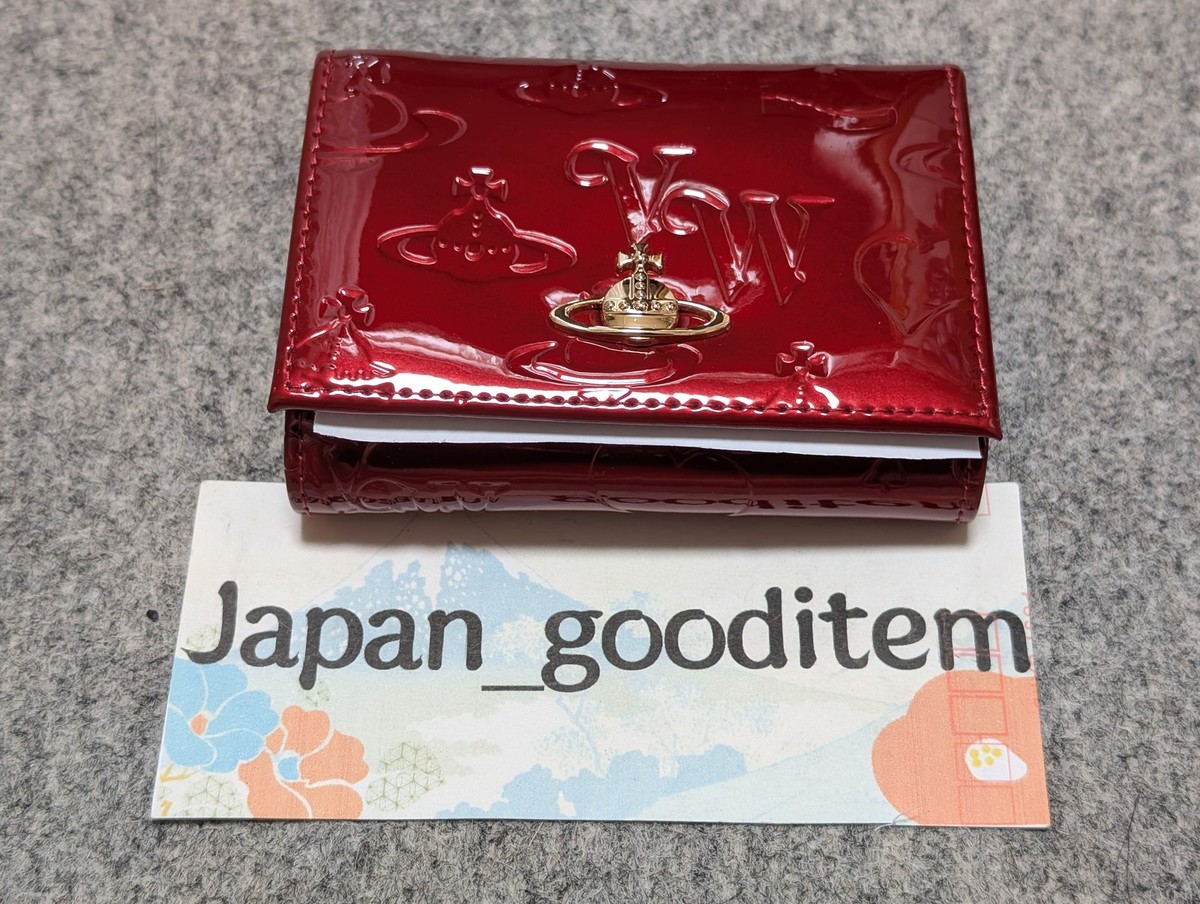 Vivienne Westwood Gamaguchi Trifold Wallet Red Orb Enamel Leather