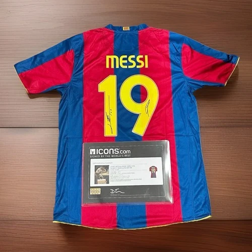 LIONEL MESSI-LAMINE YAMAL Dual Signed Barcelona Nike Soccer Jersey ICONS LOA COA