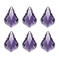 6 x K9 Crystal Teardrop Beads 38mm Chandelier Prisms Leaf Purple
