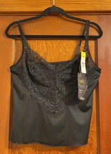 NWT VTG Deadstock Vanity Fair Black Lace Goth Grunge Camisole Size 36