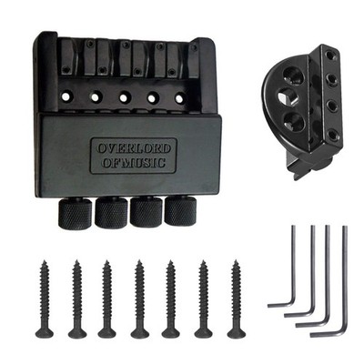 4 String Headless Guitar Bass Bridge Tailpiece System Fixed Hardtail Saddle