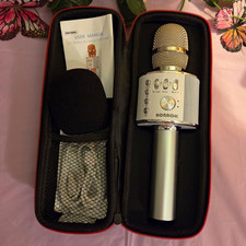 BONAOK Q37 Bluetooth Wireless Karaoke Microphone Built-In Speaker w/ Case