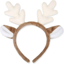 Deer Antlers Headband with Ears Reindeer Costume Hairband for Women Cosplay