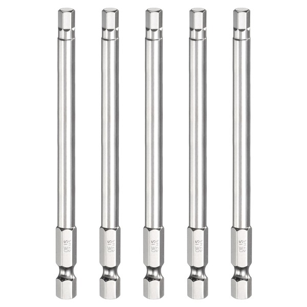 "5X H5.0 Sechskant-Bits 5.0Mm Flachkopf 1/4\" Schaft 100Mm Magnet Chrombeschichtet"-image
