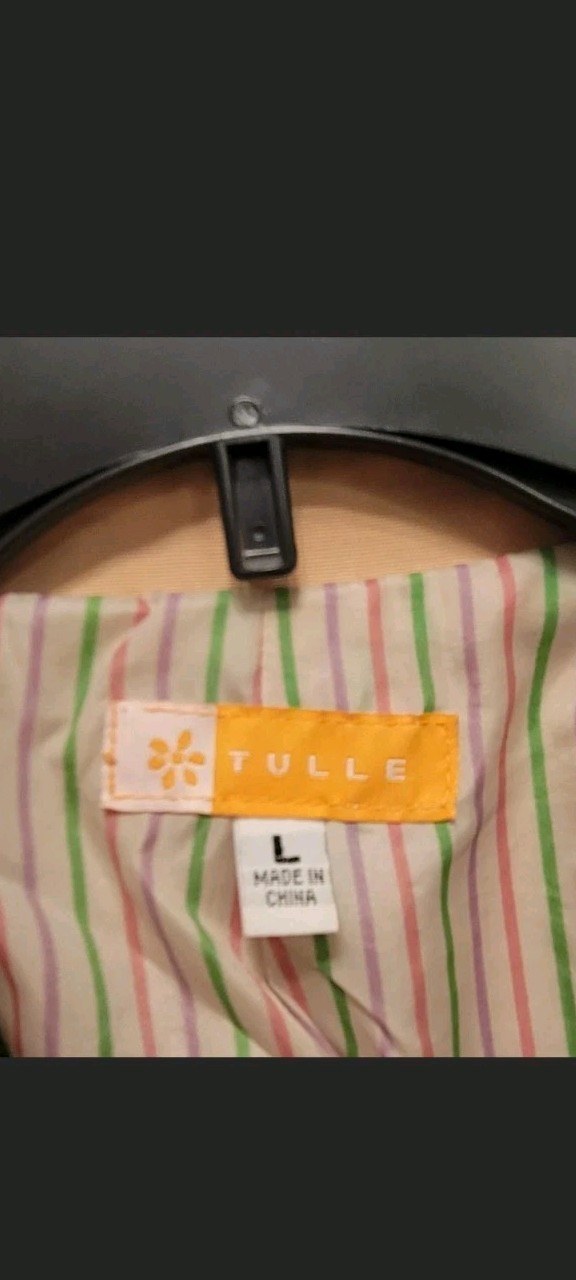 Tulle Beige Long Button Front Jacket Collared Mul… - image 3