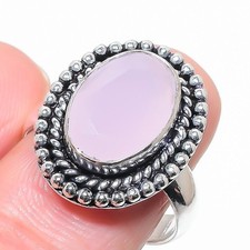 Pink Rose Quartz Gemstone Handmade 925 Sterling Silver All Size Ring For Gift