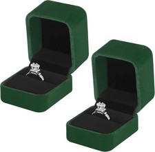 2 Pieces Velvet Ring Gift Box, Small Ring Storage Boxes for Proposal Wedding ...