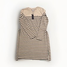 Tommy Hilfiger Women's Striped Cotton Shirt Dress Long Sleeve Beige Black