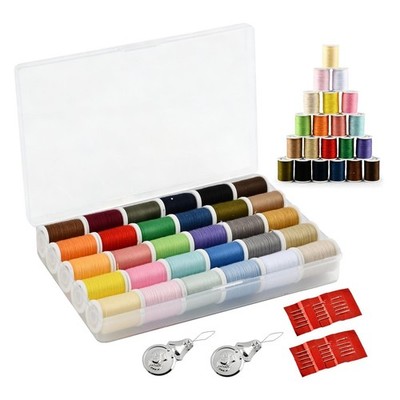 Polyester Sewing Thread Set, 30 Assorted Colors 50 Yards Spools, 2 Extra Spoo...