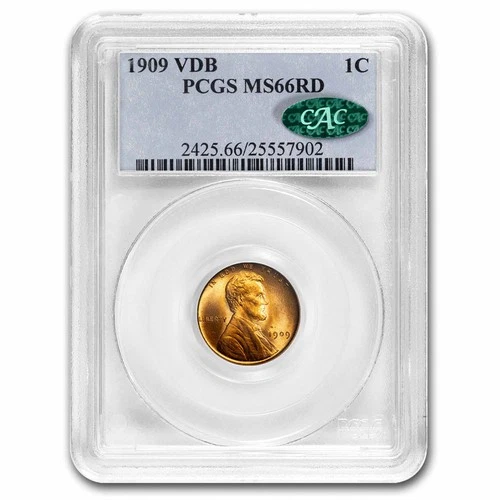 1909 VDB Lincoln Cent MS-66 PCGS CAC (Red)