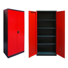 Stahl Schrank "L" Werkstattschrank Werkzeugschrank anthrazit rot 192x78x38 cm