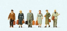 Preiser 10582 HO Scale Walking Passengers w/Luggage -- Early Era III pkg(6)