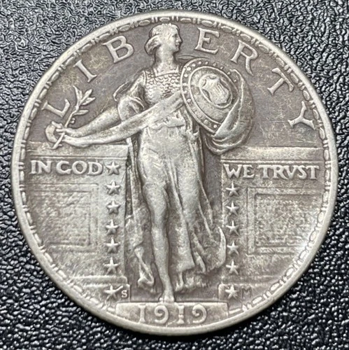 1919-S 25c Standing Liberty Silver Quarter 25c AU Key Date