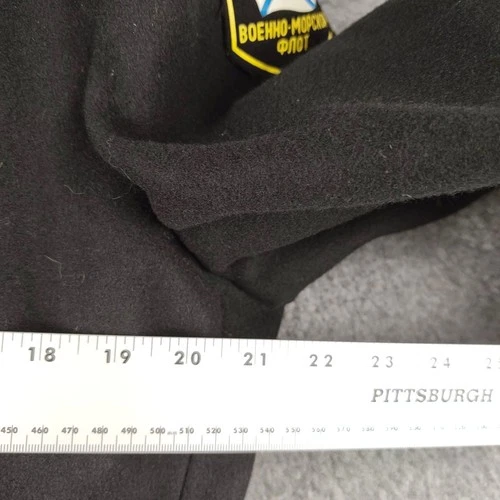 VTG Soviet Wool Officers Winter Overcoat Mens Small 54 Russian Trench Black EUC image 2