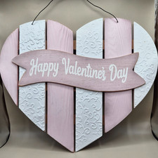 Large Wooden Heart Wall Hanging Happy Valentine  s Day Sign Hobby Lobby Decor