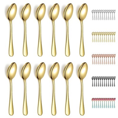 12 Pieces Gold Teaspoons Gold Titanium Plating Stainless Steel 14cm Tea Spoon Cu