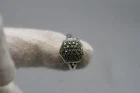 Vintage Designer Sterling Silver Pearl and Marcasite POISON BOX Ring - Size 8