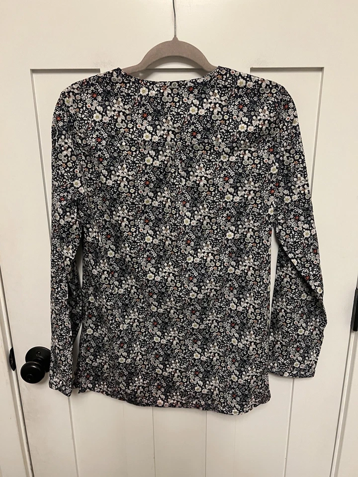 Хлопковая блузка на пуговицах Liberty Arts Fabrics J.Crew 3/4 луга пружины S - Изображение 2 из 4