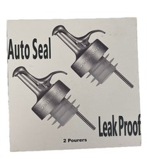 Sealpour Liquor Auto Seal Leak Proof Pourers 2 pks Stainless Steel / Silver NIB