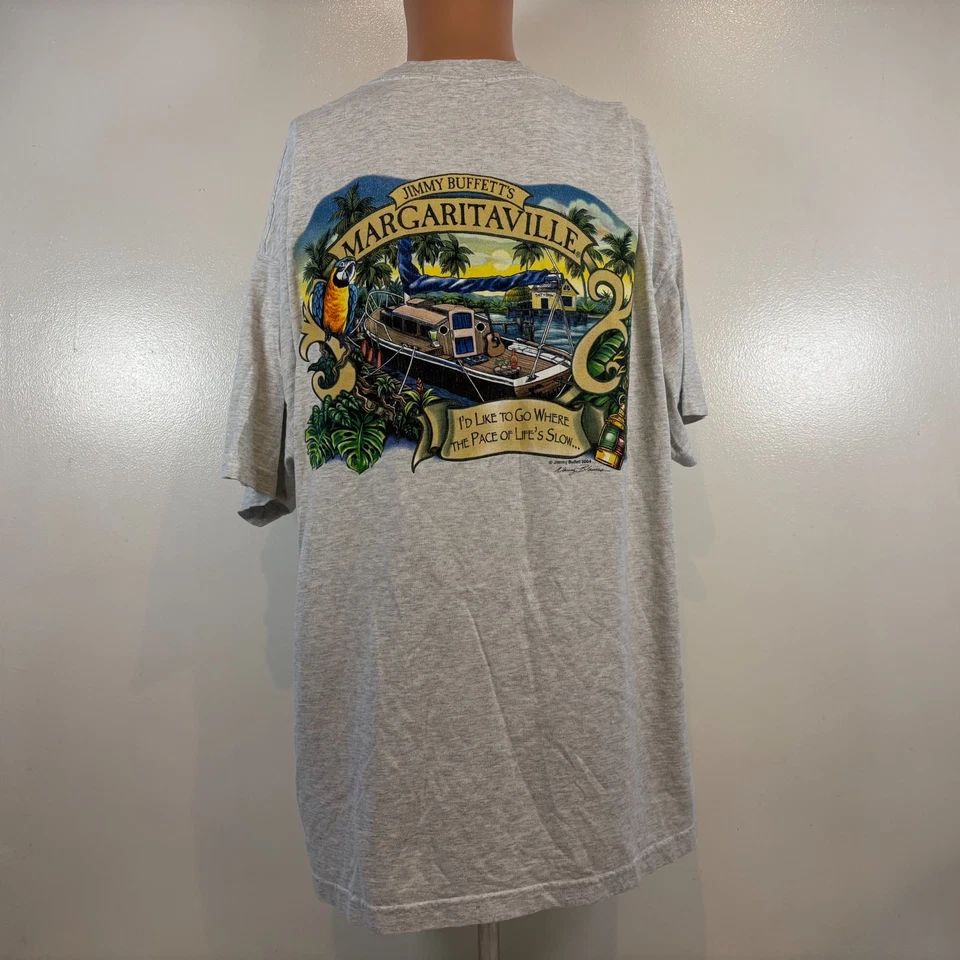 Camiseta De Colección Jimmy Buffett Margaritaville Para Hombres 2XL Gris Key West Florida Y2K Foto 2 de 4