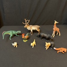 Schleich Mixed LOT of 8 PVC Animals, Dinosaur, Panther, Giraffe, Puppy, Bunny